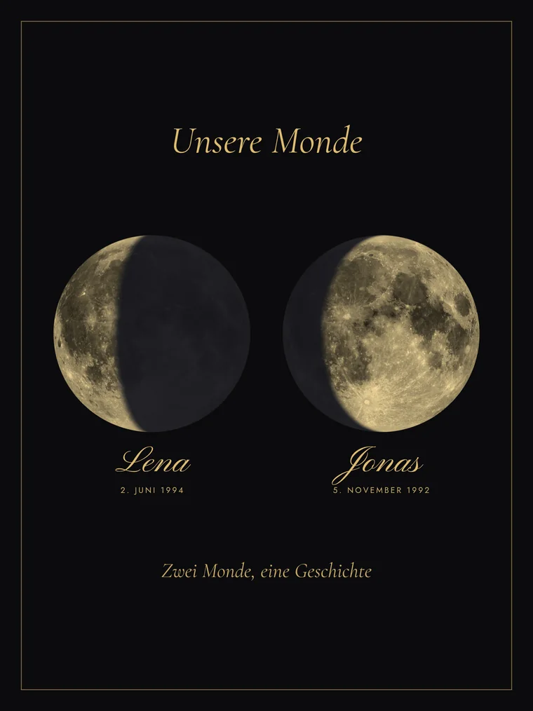 Poster mit den zwei Monden eines Paares in Gold