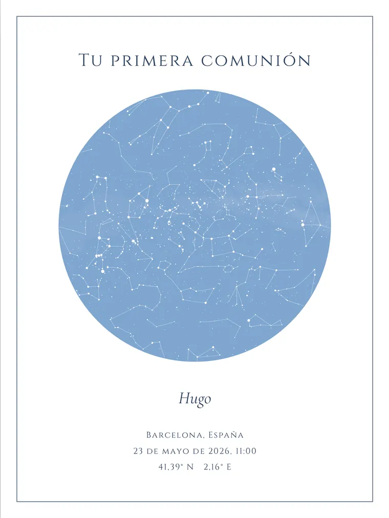 Mapa estelar personalizado con la frase «Tu primera comunión»