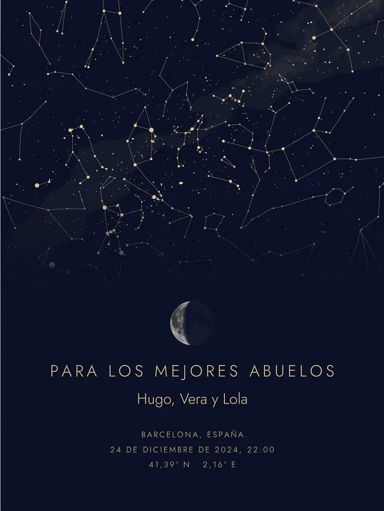 Mapa estelar personalizado con la frase «Para los mejores abuelos»