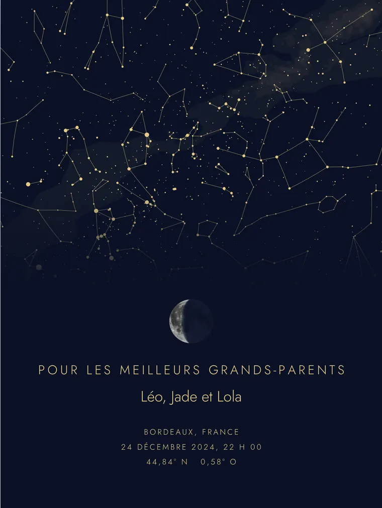 Carte du ciel personnalisée avec la phrase « Pour les meilleurs grands-parents »