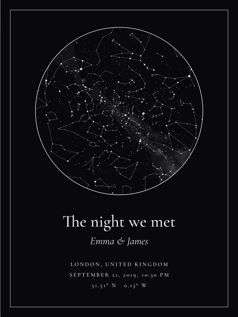 Custom star map: Classic circle in black