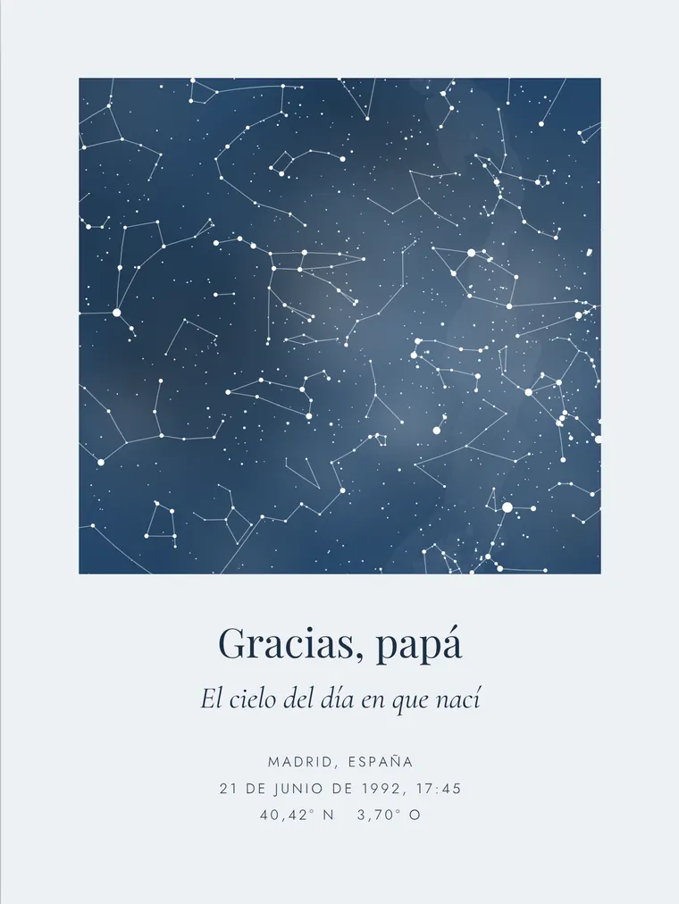 Mapa estelar personalizado con la frase «Gracias, papá»