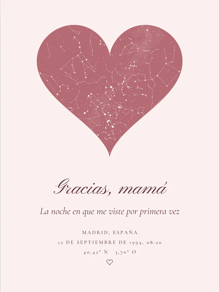 Mapa estelar personalizado con la frase «Gracias, mamá»