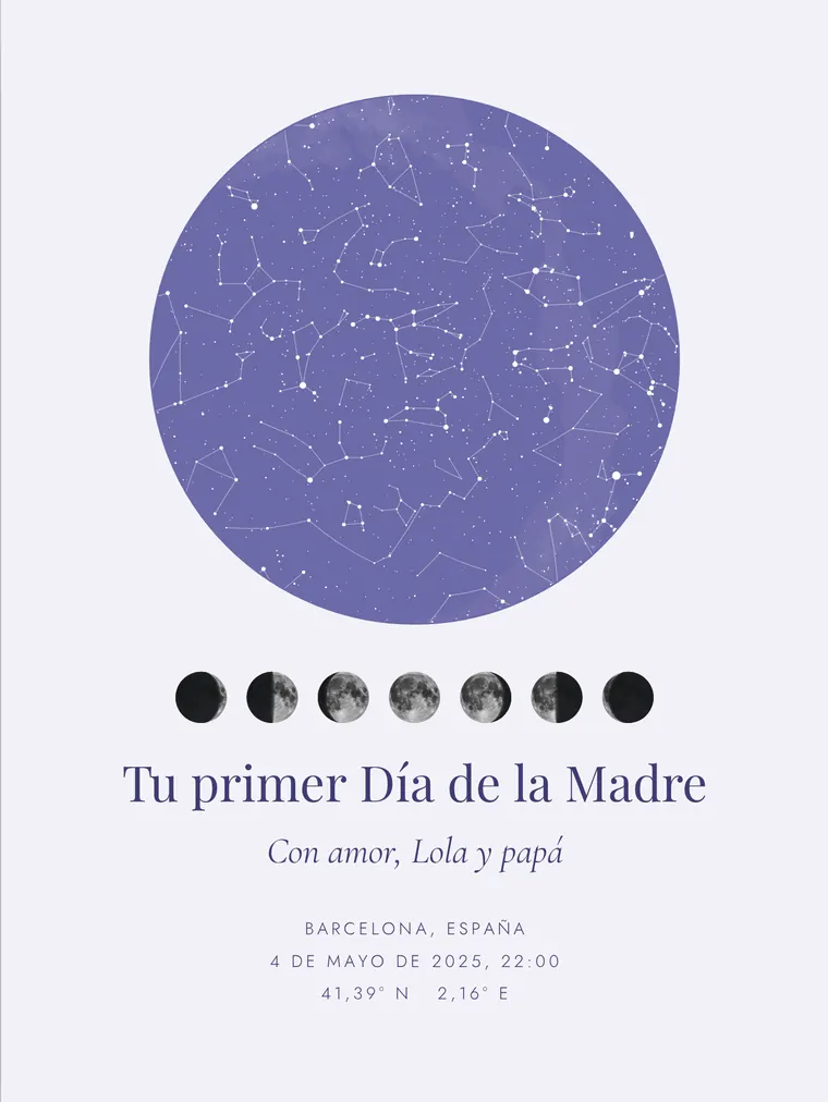 Mapa estelar personalizado con la frase «Tu primer Día de la Madre»