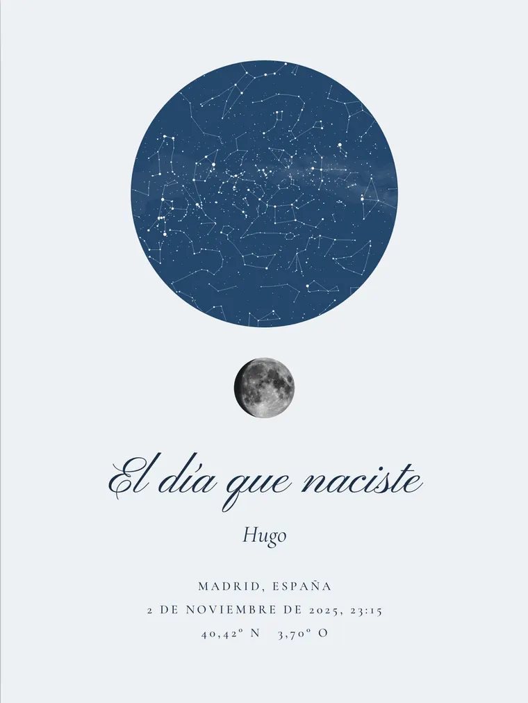 Mapa estelar personalizado con la frase «El día que naciste»