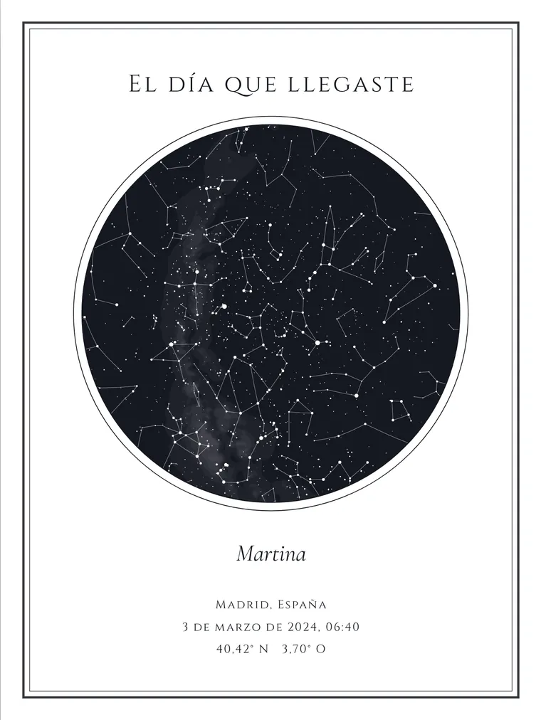 Mapa estelar personalizado: Título arriba y marco doble