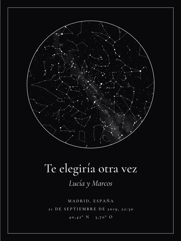 Mapa estelar personalizado con la frase «Te elegiría otra vez»