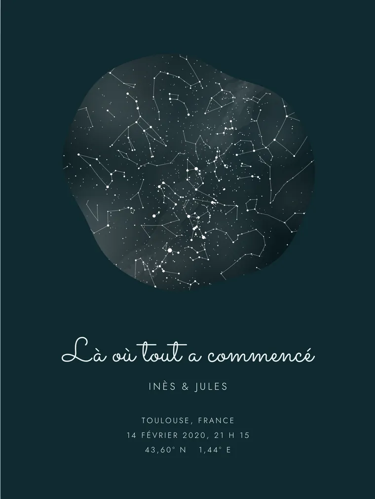Carte du ciel personnalisée : Tache à l’aquarelle