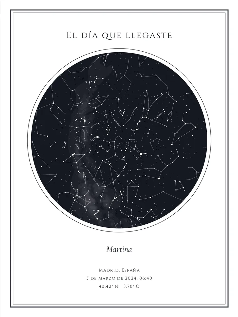 Mapa estelar personalizado: Título arriba y marco doble
