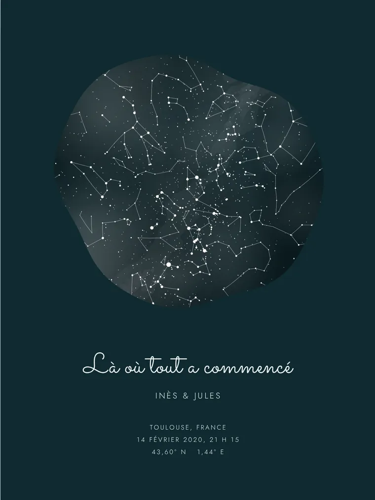 Carte du ciel personnalisée : Tache à l’aquarelle